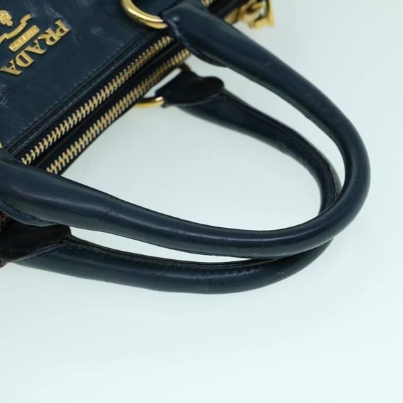 PRADA Hand Bag Leather 2way Navy Auth ac2159 - Picture 7 of 16